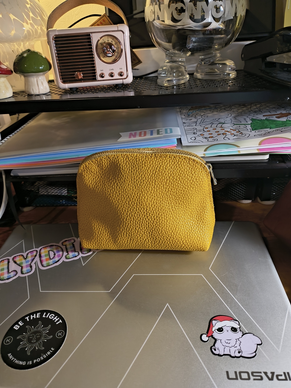 Portland Leather Sunshine Yellow Pebbled Cosmetic Pouch